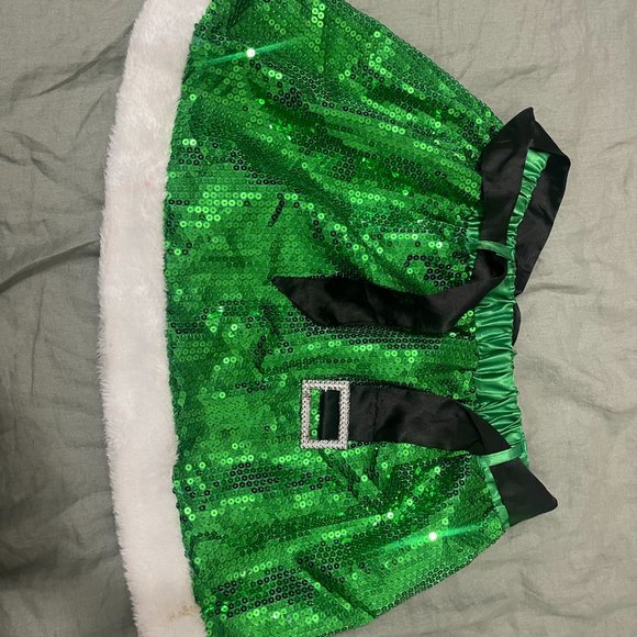 Icing Christmas Green Sequin Mini Skirt - Picture 2 of 2